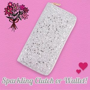 SUPER CUTE SPARKLING SILVER WALLET OR CLUTCH!